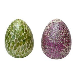 Handcrafted Mosaic Ceramic Egg Decor from Vietnam Green or Purple Decorative Art